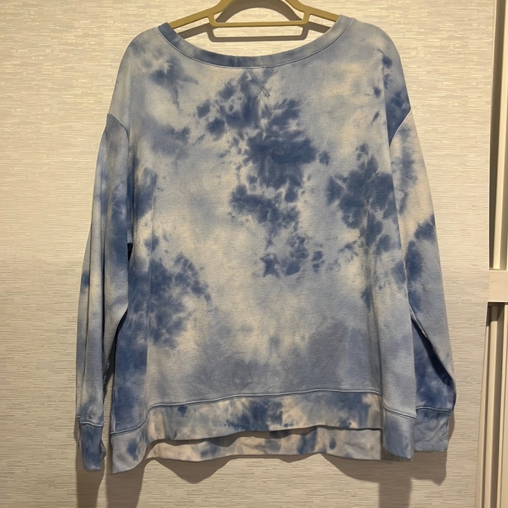 Splendid long sleeve thermal tee blue tie dye XXL